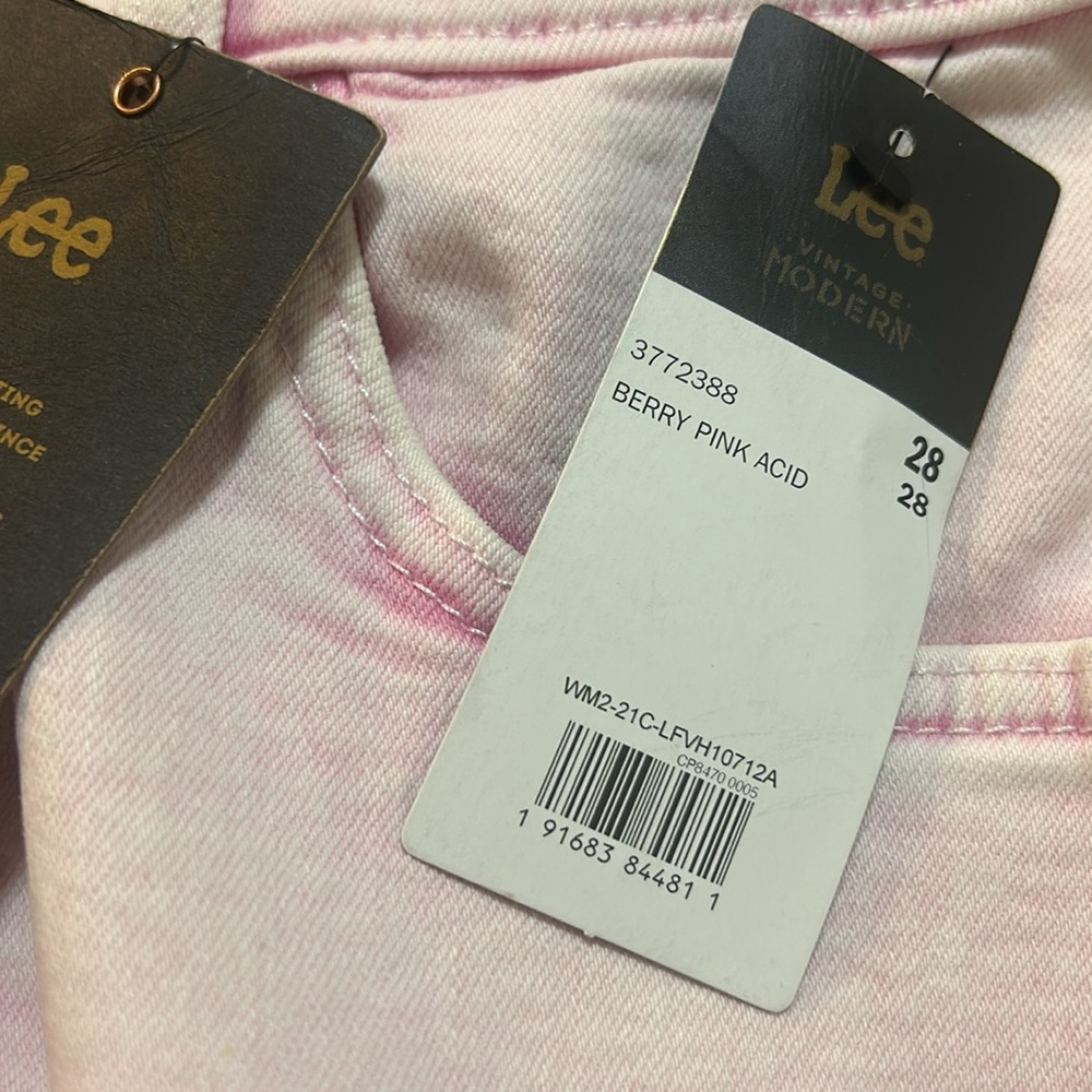 LEE x Free People Denim Bermuda Shorts - Berry Pink Acid - Picture 5 of 8